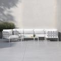AllModern Carmine 7-piece Outdoor Patio Aluminum Sectional Sofa Set Synthetic Wicker/All - Weather Wicker/Metal/Wicker/Rattan in White | Wayfair