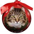 E&S Imports Maine Coon Cat Ball Ornament Plastic in Brown/Red | 3 H x 3 W x 3 D in | Wayfair CBOC-6