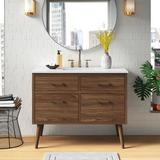 Mercury Row® Burkley 42" Single Bathroom Vanity Set Wood/Marble in Brown | 33.5 H x 42 W x 22 D in | Wayfair 560CA54B17814C4E959BB3432EEB4DF6