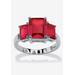 Women's Sterling Silver 3 Square Simulated Birthstone Ring by PalmBeach Jewelry in July (Size 9)