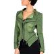 VALIN Women Green Zip Up Denim Biker Jacket Studded Jacket,PA01,XL