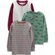 Simple Joys by Carter's Jungen Long-Sleeve Shirts, Pack of 3 Hemd, Dunkelgrau Streifen/Fichtengrün Dinosaurier/Grau Punkte, 18 Monate (3er Pack)