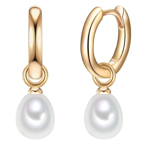 Valero Pearls - Creolen Sterling Silber Süßwasser-Zuchtperle in Gelbgold 1 ct Damen