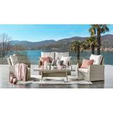 Highland Dunes Pangkal Pinang 4Pc All-Weather Wicker Outdoor Seating Set w/ Loveseat, 2 Chairs And Coffee Table in Brown | Wayfair