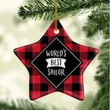 The Holiday Aisle® Star Sailor Holiday Shaped Ornament Ceramic/Porcelain in Black/Red | 3.1 H x 3.1 W x 3.1 D in | Wayfair