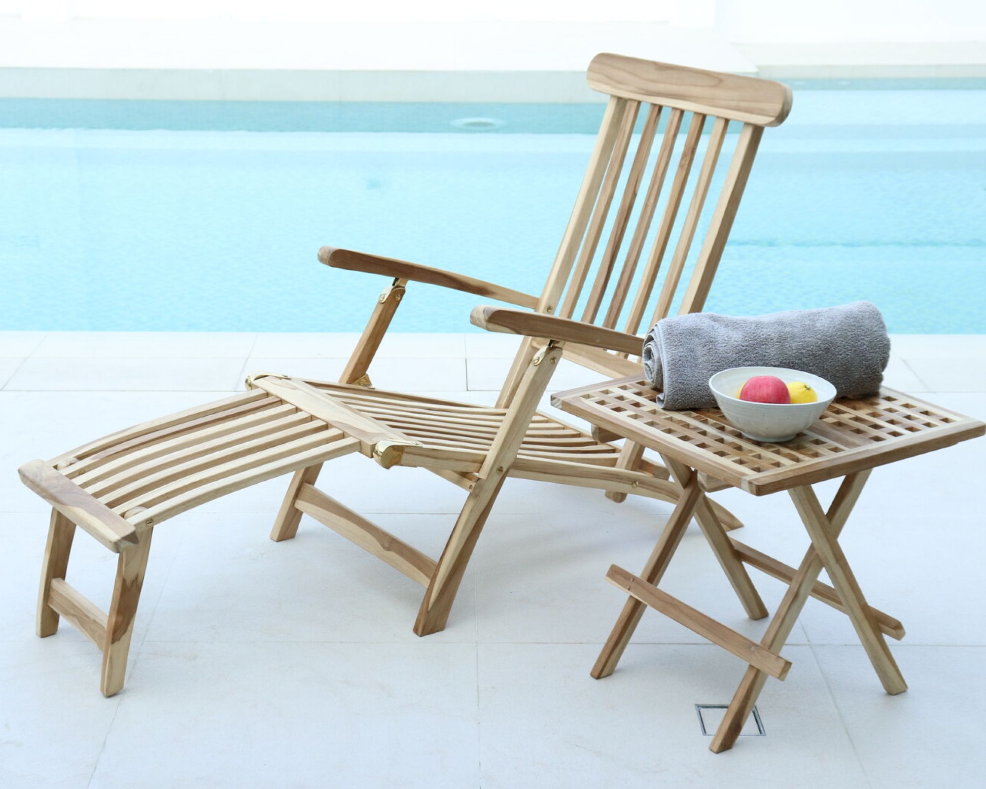 Möbilia »Teak« Gartenliege Teakholz / mit Armlehnen