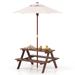 Costway Outdoor 4-Seat Kid's Picnic Table Bench with Umbrella