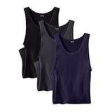 Men's Big & Tall Ribbed Cotton Tank Undershirt, 3-Pack by KingSize in Assorted Basic (Size 6XL)
