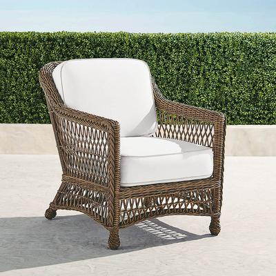 Hampton Lounge Chair in Driftwood Wicker - Standard, Resort Stripe Melon - Frontgate