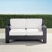 St. Kitts Loveseat with Cushions in Matte Black Aluminum - Cara Stripe Cobalt, Standard - Frontgate