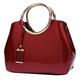 Rullar Women Elegant Handbag and Purse Top Handle Bag Patent Leather Tote Satchel Shoulder Clutch Crossbody Bag, Burgundy, One Size, Tote