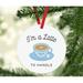 The Holiday Aisle® Funny Food Pun Latte Holiday Shaped Ornament Wood in Blue/Brown/White | 3.5 H x 3.5 W in | Wayfair