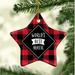 The Holiday Aisle® Star Hiker Holiday Shaped Ornament Ceramic/Porcelain in Black/Red | 3.1 H x 3.1 W x 3.1 D in | Wayfair