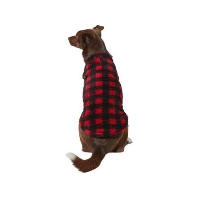 Frisco Ultra Lightweight Plaid Dog & Cat Fleece Vest, Red Plaid, Large