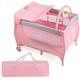 Costway Foldable Safety Baby Playard for Toddler Infant with Changing Station-Pink