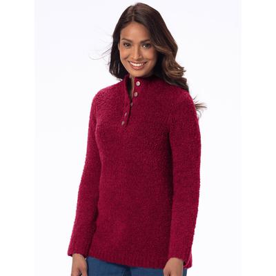 Appleseeds Women's Cuddle Boucle Pullover Sweater - Red - PXL - Petite