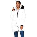 Crosshatch Womens Ladies Padded Quilted Winter Long Puffer Coat Parka Jacket White 12