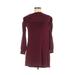 Love...ady Casual Dress - Shift High Neck 3/4 Sleeve: Burgundy Print Dresses - Women's Size Medium