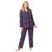 Plus Size Women's Classic Flannel Pajama Set by Dreams & Co. in Evening Blue Plaid (Size 4X) Pajamas