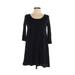 Contempo Casual Dress - A-Line Scoop Neck 3/4 Sleeve: Black Print Dresses - Women's Size X-Small