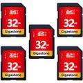 Gigastone SD Card 32GB 5-Pack, High-Speed 32GB SD Card Full HD Video Memory Card, Compatible with Canon Nikon Sony Pentax Kodak Olympus Panasonic Digital Camera, UHS-I SDHC U1 Class 10