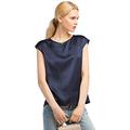 LilySilk Basic Cap Sleeves 22MM Silk T Shirt Relaxed Fit Round Neck Shirt for Ladies (8/XS, Navy Blue)
