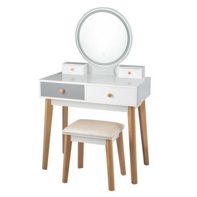 Costway Makeup Dressing Table with 4 Drawers and L...