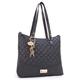 Catwalk Collection Handbags - Women's Quilted Leather Shoulder Bag - Ladies Tote Bag With Zip - Medium/Large - SOFIA - Black Gold
