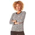 Roman Originals Women Animal Leopard Print 3/4 Sleeve Jumper - Ladies Smart Monochrome 3/4 Sleeve Round Neck Work Weekend Autumn Winter Sweater Top - Multi-Colour - Size 10