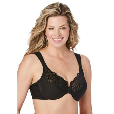 Plus Size Women's Back Close Wonderwire Bra by Glamorise in Black (Size 48 DD)