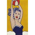 Roy Lichtenstein Girl with Ball - Film Movie Poster - Best Print Art Reproduction Quality Wall Decoration Gift - A0Canvas (40/30 inch) - (102/76 cm) - Stretched, Ready to Hang