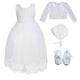 Cinda Baby Girls White Lace Christening Gown and Bonnet with Bolero Shoes 12-18 Months