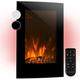 Klarstein Lausanne - Electric Fireplace, V2, 1000/2000 W, Electric Fan Heater, electric fire, Flame Effect, Dimmer Function, electric fire place, Space-Saving Wall Installation, Vertical - Black