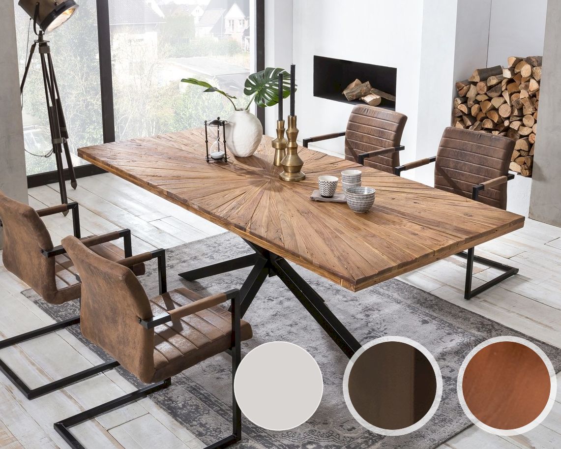 SIT Tops & Tables »Canberra« Massivholz Esstisch Teak Beam 240x100 cm / Eisen antikschwarz Image