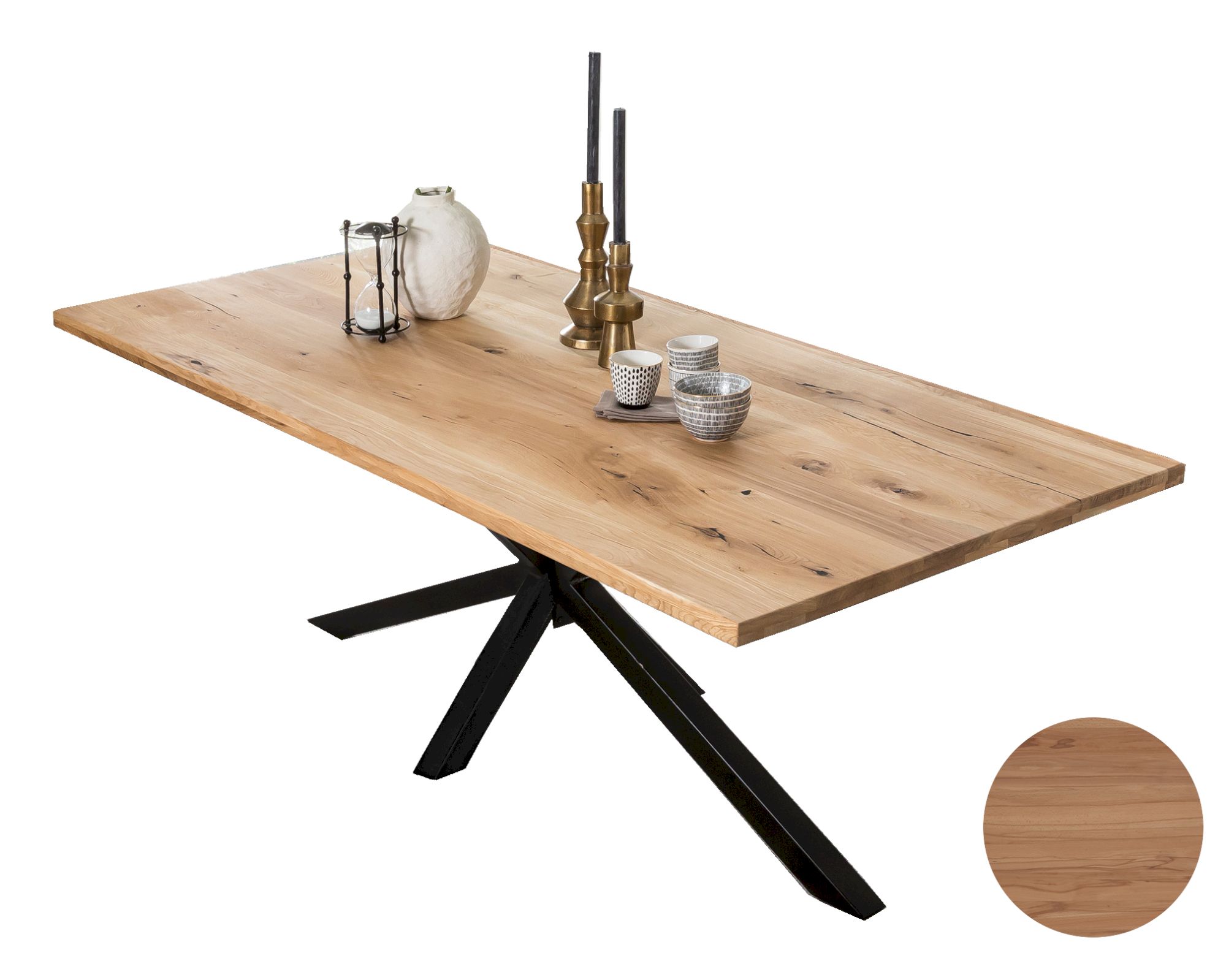 SIT Tops & Tables »Nebraska« Esstisch Wildeiche 200x100 cm / Roheisen lackiert Image