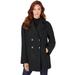 Plus Size Women's Modern A-Line Peacoat by Roaman's in Black (Size 14/16) Wool Coat