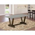 Rosalind Wheeler Alverson Acacia Solid Wood Dining Table Metal in Gray/White/Brown | 30 H x 72 W x 40 D in | Wayfair