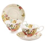 Grace's Tea Ware Bone China Teacup & Saucer Bone China/Ceramic in Pink/White/Yellow | Wayfair S16645C-4/2