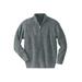 Men's Big & Tall Shaker Knit Zip-Front Cardigan by KingSize in Grey Marl (Size 5XL)