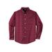 Men's Big & Tall Wrinkle-Free Plaid Shirt by KingSize in Rich Burgundy Plaid (Size 3XL)