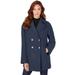 Plus Size Women's Modern A-Line Peacoat by Roaman's in Navy (Size 18/20) Wool Coat