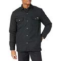 Dickies Men's Flannel Lined Duck Shirt Jacket with Hydroshield Work Utility Outerwear, Black, XL