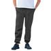 Men's Big & Tall Fleece Elastic Cuff Sweatpants by KingSize in Black White Marl (Size 3XL)