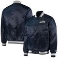 Men's Starter College Navy Seattle Seahawks Locker Room Satin Varsity Full-Snap Jacket