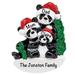 The Holiday Aisle® Panda Family of 3 Hanging Figurine Ornament Plastic in Green/White | 4 H x 2.7 W x 0.5 D in | Wayfair