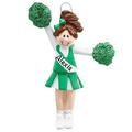 The Holiday Aisle® Cheerleader Uniform Hanging Figurine Ornament Plastic in Green | 4.25 H x 3.25 W x 0.5 D in | Wayfair