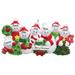 The Holiday Aisle® Snowman Family of 7 Hanging Figurine Ornament Plastic in Green/Red | 3.75 H x 6.25 W x 0.5 D in | Wayfair