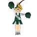 The Holiday Aisle® Cheerleader Uniform Blonde Hair Hanging Figurine Ornament Plastic in Green/Yellow | 4.25 H x 3.25 W x 0.5 D in | Wayfair