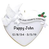 The Holiday Aisle® In our Hearts Forever Memorial Personalized Hanging Figurine Ornament Plastic in Black/White | 3.75 H x 3.75 W x 0.5 D in | Wayfair