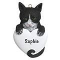 The Holiday Aisle® Tuxedo Cat Personalized Hanging Figurine Ornament Plastic in Black/White | 3.75 H x 2.25 W x 0.5 D in | Wayfair